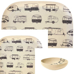 Bambo plates and bowl grey caravans set