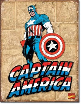 Retro wall art featuring Captain America