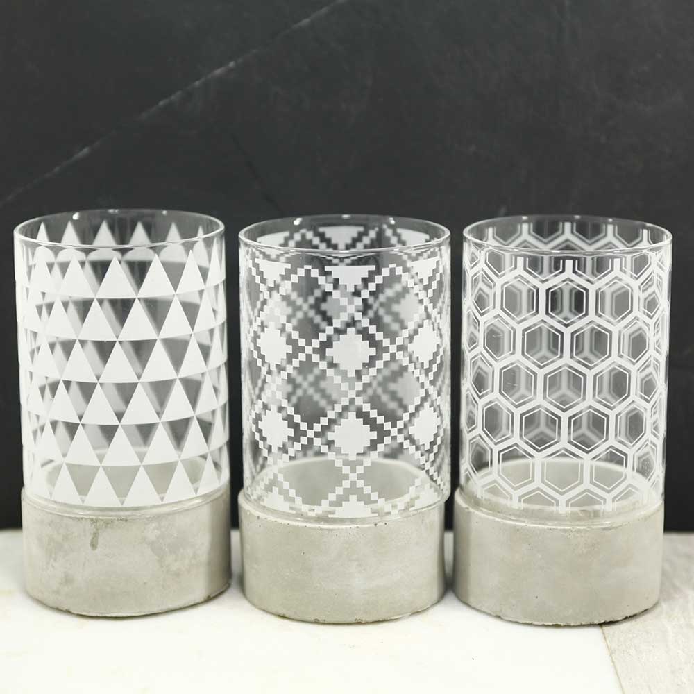 tea light holders concrete and glass