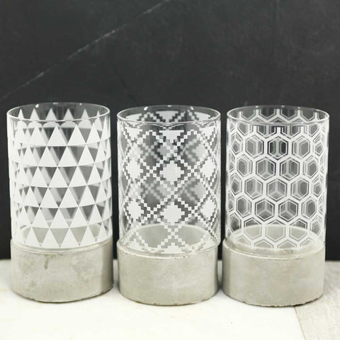 tea light holders concrete and glass