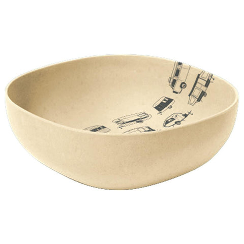 Bamboo salad bowl with grey caravan design