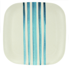 Plate made from bamboo watercolour stripes