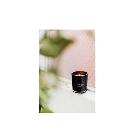 Black glass soy candle
