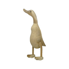 Hand carved duck in bamboo wood with webbed feet medium