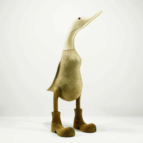 Wooden duck with boots 42cm high