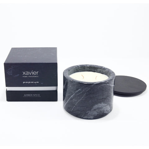black marble pot soy candle amber spice