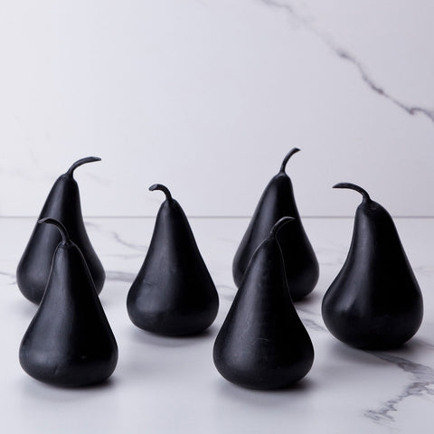 Set of 6 black marble pears