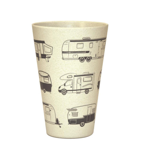 Bamboo tumbler with grey caravans