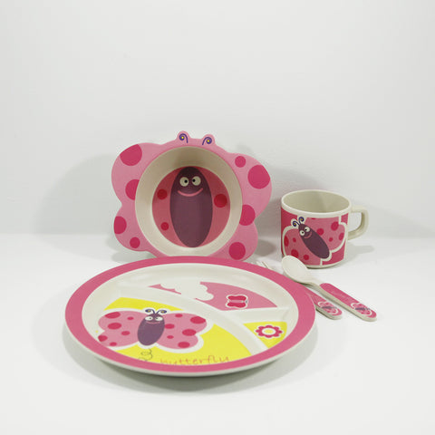 kids bamboo tableware set butterfly design