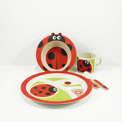 kids bamboo tableware set lady bug design