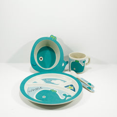 kids bamboo tableware set whale design