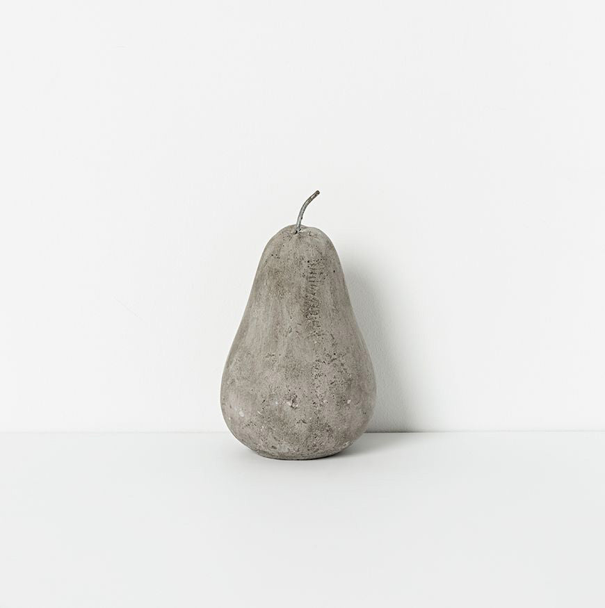 small grey concrete pear