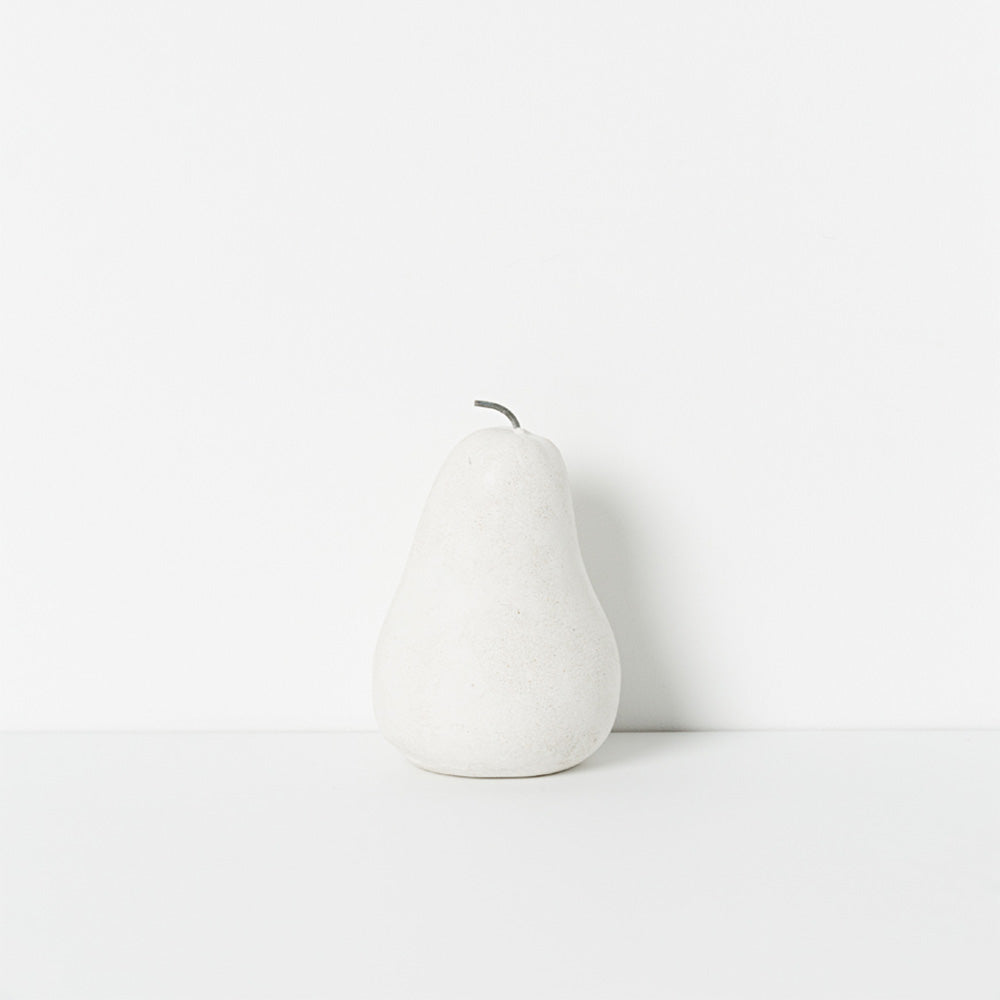 Small white concrete pear