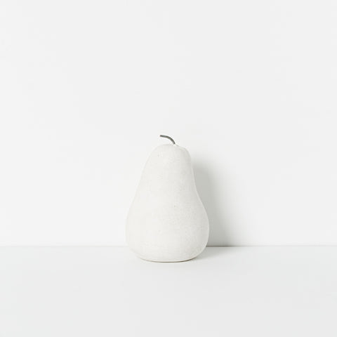 Small white concrete pear