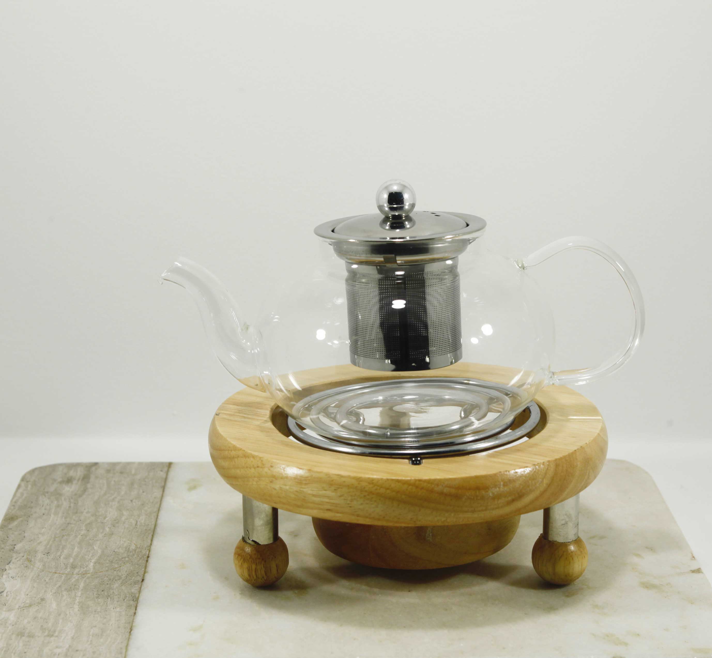 Glass teapot and warmer