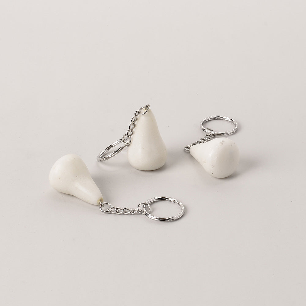 white marble pear keyring