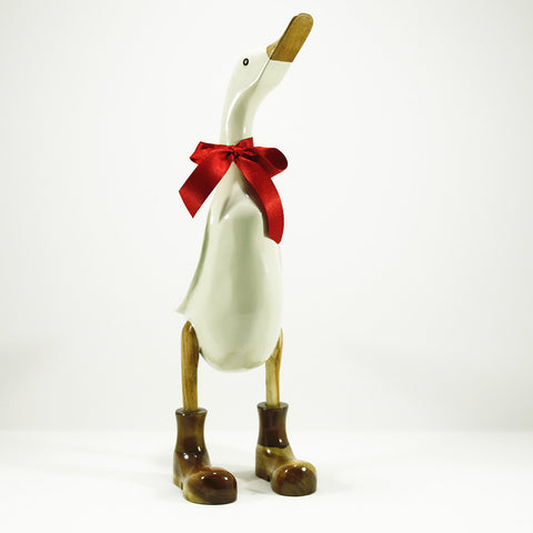 Duck - hand carved in bamboo wood with cream coloured lacquer