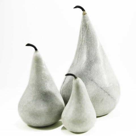 Marble Pears Set of small, medium and large - White