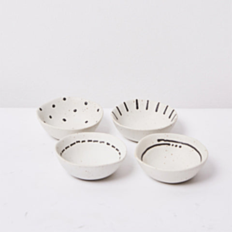 White mini stoneware bowls